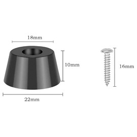 Pack of 40 Rubber Feet Chopping Boards Rubber Buffer Rubber Feet Anti Vibration Base Rubber Feet Screwable for Furniture to Protect Furniture from Moisture and Floor Scratches (22 x 18 x 10 mm)