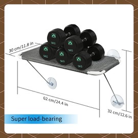 LSAIFATER Cat Window Perch with 360° Sunbath, Hammock Bed for Indoor Cats, Grey Comfortable Seat for Sunbathing, Easy to Install on Any Window (Large)