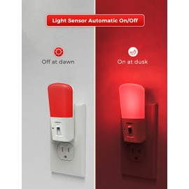 LOHAS Red Night Light Plug in, Dimmable Light LED Night Lights with Dusk to Dawn Sensor, Adjustable Brightness Red Light for Nursery Kids Room Hallway Kitchen,Christmas Gift 2 Pack