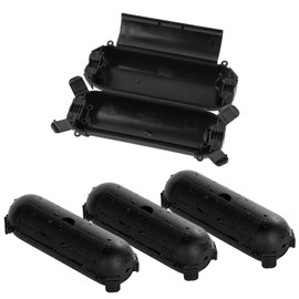 Restmo 4 Pack Mini IP44 Waterproof Outdoor Connection Box with Lockable Latches and Mounting Holes, Weatherproof Extension Cord Safety Cover for Outdoor Plugs, Lights, Cables, Wires, Size Small, Black