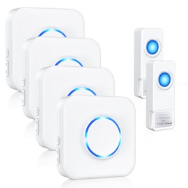 Bitiwend Wireless Doorbell, Waterproof Wireless Doorbell, 2 Transmitters and 3 Receivers with 300 m Range, 52 Ringtones LED Display (Black)