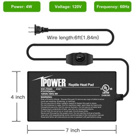 iPower 4X7 Inch 4 Watts Reptile Heating Mat with Adjustable Temperature Controller Under Tank Warmer Terrarium Heat Pad for Reptiles and Amphibians, for 1-5 Gallon Tank, 2 Pack