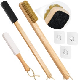 ELFRhino Long Handle Toe Gap Cleaning Brush+Body Shower Brush+Foot Grinder, Silicone Foot Scrubber for Shower, Feet Cleaner Scrub Foot Care for Seniors,Elderly, Men and Women,Black