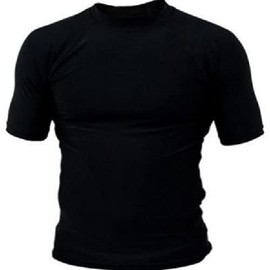 Rash Guard Rash Vest Black Short Sleeve & Full Sleeve Body Armour (Large, Short Sleeves)