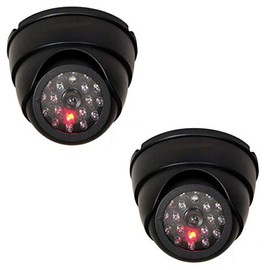 BW 2pcs Dummy Fake Surveillance Security CCTV Dome Camera With LED Blinking Real imitation Black