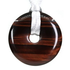 Natural AA Grade Red Tiger Eye Peace Donut 30M Beads Adjustable Braided Macrame Tassels Pendant Unisex