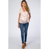 PinkBlush Ivory Floral Wrap Fitted Maternity/Nursing Top