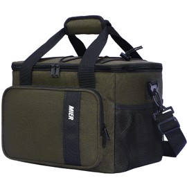 MIER Mens Lunchbox for Work Insulated 24 Cans/15L Large Lunch Bags Leakproof Adult Women Lunch Box Coolers for Travel Beach Picnic Office, Dark Green