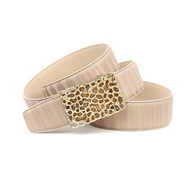 Anthoni Crown Unisex Leather Belt, beige