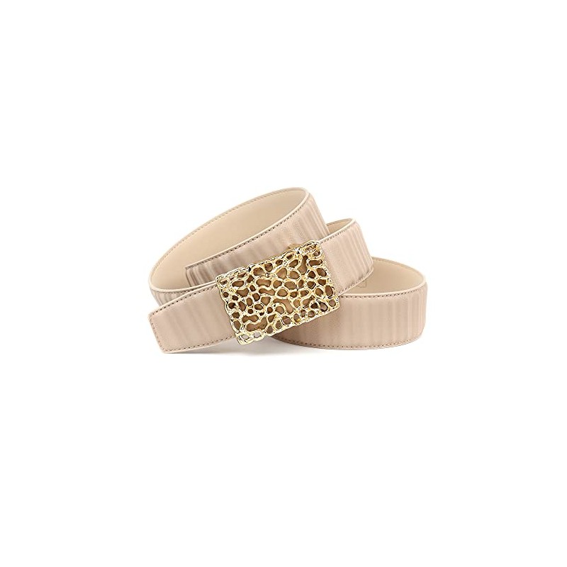 Anthoni Crown Unisex Leather Belt, beige