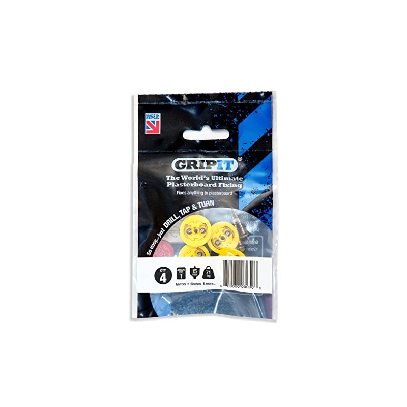 Gripit Yellow Plasterboard Fixings - Pack of 4 - Heavy