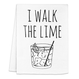 Funny Dish Towel, I Walk The Lime, Flour Sack Kitchen Towel, Sweet Housewarming Gift, Farmhouse Kitchen Decor, White or Gray (White)