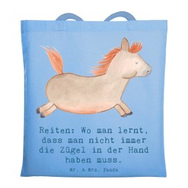 Mr. & Mrs. Panda Tote Bag Riding Freedom - Gift, Jute Bag, Sports, Endurance, Horse Friendship, Lifestyle, Sporty, Philosophy of Life, Riding Adventure, Cloth Bag, Shopping Bag, Horses, blue, Hand