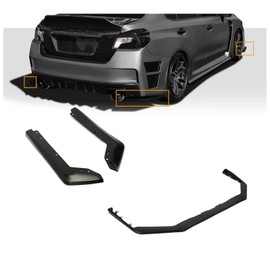 ECOTRIC Front & Rear Bumper Valance Lip Spoiler Compatible with 2015-2021 Subaru WRX & STI Lower Splitter Finisher Under Chin Spoiler (Unpainted Black) Two Packages