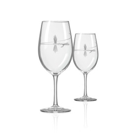 Rolf Glass | Fly Fishing All Purpose Wine Glass 18 Ounce | Set of 2 | Large Wine Glasses | Lead-Free Crystal Glass | Engraved All Purpose Wine Glasses | Made in the US | Outdoor Lifestyle