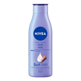 NIVEA Body Crema Corporal humectante Soft Milk (100 ml), 48 horas de Humectación y Suavidad Profunda con manteca de Karité ideal para Piel Seca