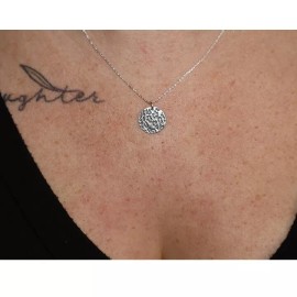 Unbranded Sterling Silver Leopard print etched Circle Pendant with adjustable necklace