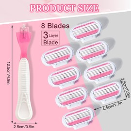 Pack of 8 Replacement Blades, Women's Razor, Razor Blades for Women's Razors, 3 Protective Cushion Blades, Razor Blades, Compatible with Most Razors