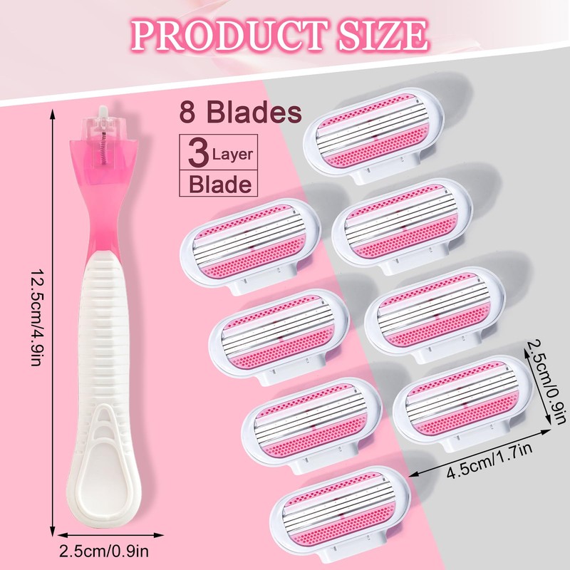 Pack of 8 Replacement Blades, Women's Razor, Razor Blades for
