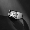 Mens Lion Ring Stainless Steel Silver Unique Statement Signet Onyx
