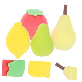 OHPHCALL 4pcs Cute Fruit Makeup Sponges Dual-use Cosmetic Sponges for Liquid and Powder Foundation for Women Pear Avocado Strawberry and Lemon Shapes