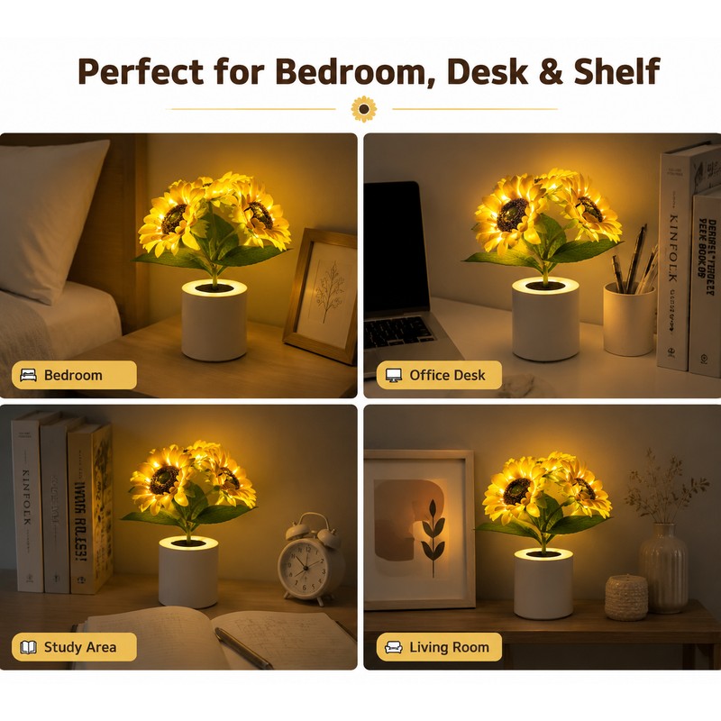 Sunflower LED Night Light with Rechargeable Design – Decorative Flower