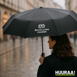 Huuraa Regenschirm Bataillonsführer Schützenfest Geschenk 98cm Schwarz Doppelautomatik Bataillonsführer Geschenkidee