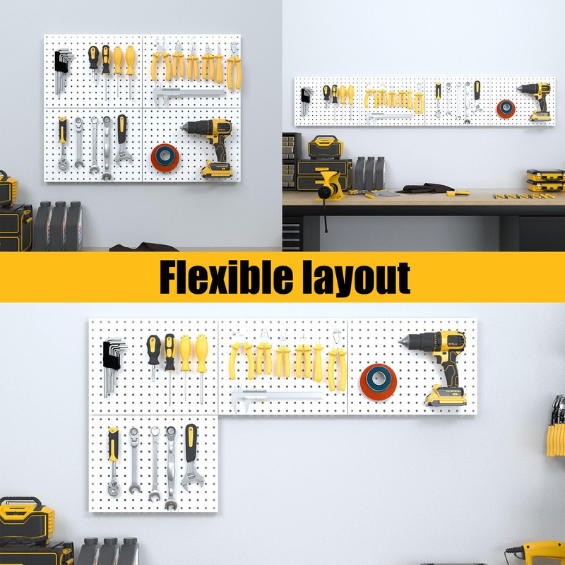 Spampur Peg Board, 4 Pack Metal Pegboard Panels with 50