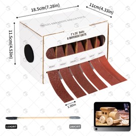CAPHONT Emery Cloth Roll 6 Grits 8M Sandpaper Rolls with Dispenser & Double-Ended Sanding Sticks 80 150 240 320 400 600 Grits for Wood Metal Automotive Polishing