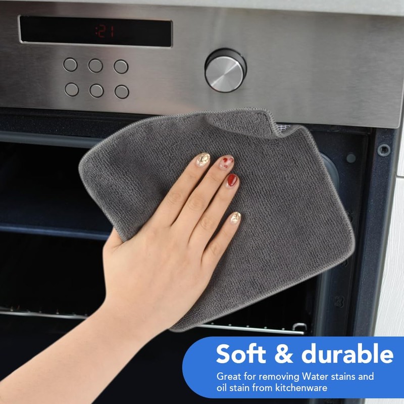 VIVOTE 6 Pack Microfiber Dual Surface Scrubbing Cloth, No Scratch