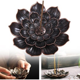 Brass Incense Holder Incense Stick Holder Lotus Incense Burner Mini Vintage Flower Shaped Multihole Incense Holder Incense Holder for Sticks and Ash Catcher