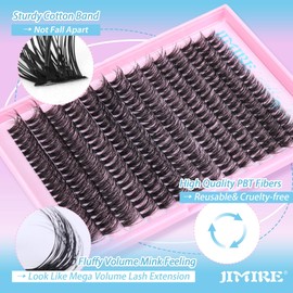 JIMIRE 280Pcs Individual Eyelashes Natural Look Wispy Cluster Lashes 11-16MM 50D Fluffy Lashes Individual Cluster DIY Eyelash Extensions D Curl Russian Lash Clusters Extensions