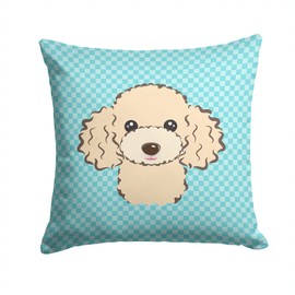 Caroline's Treasures BB1196PW1414 Checkerboard Blue Poodle Canvas Fabric Decorative Pillow, 14Hx14W, Multicolor
