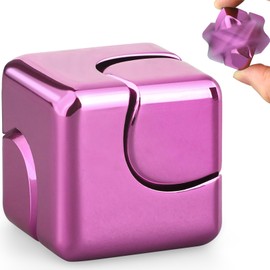 Dilabnba Fidget Spinner Cube Toys for Kids Adults, Metal EDC Sensory Focus 2 in 1 Toy, Mini Gadget Fingears Stress Relief Easter Stuff Desktop for Boy Girl Woman (Pink)