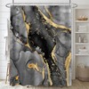 Nkzply 4 Pcs Black Marble Shower Curtain Set Grey Modern