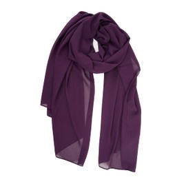 YOUR SMILE for Women Lightweight Breathable Solid Color Soft Chiffon Long Fashion Scarves Sun-proof Shawls Wrap, Dark Purple, 27''x70''