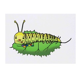 'Caterpillar Eating A Leaf' Temporary Tattoo - Water Resistant, Skin-Safe, Non-Toxic Transfer (TO00072807)