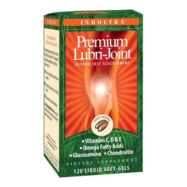 Inholtra Premium Lubri-Joint - 120 Liquid Soft-Gels - With Glucosamine, Chondroitin, Omega Fatty Acids + Vitamins C, D & E - 40 Servings