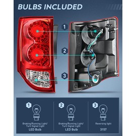 Nilight Taillight Assembly Compatible with 2011 2012 2013 2014 2015 2016 2017 2018 2019 2020 Dodge Grand Caravan Rear Lamp Replacement OE Style Driver Side and Passenger Side