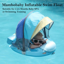 Upgread Mambobaby Float, Baby Floats with Canopy for Waist Swimming Ring Non-Inflatable Pool Floats with Adjustable Safety Strap &Upgrade Add Tail for Infant Toddler 3-24 Months (Submarine)