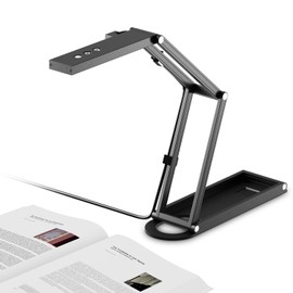 NetumScan 4K USB Book Document Camera & Webcam with Built-in Microphone & AutoFocus, USB Visualiser A3-Size, Built-in 3-Level LED, Foldable for Web Distance Learning&Teaching Compatible MacOS&Windows