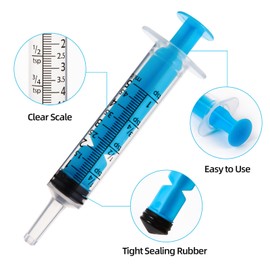 Gufastore 50pcs 5ml Syringes with Caps for Industry Lab Pet Feeding (Blue)