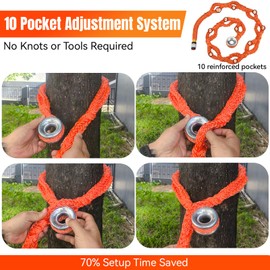 Feiyagoo Rigging Ring Rope Sling 40202 for Tree,5/8''x6.7' Arborist Block Sling with #2 Smooth Aluminum Rigging Ring, 10 Pockets Adjustable Riging Sling, 13600 lbs MBS