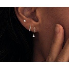 Feskive 3 Pairs Gold Hoop Earrings Set，Dainty 14K Gold/Silver Plated Cubic Zirconia Stud Earrings Small Hoop Earrings Hypoallergenic Cartilage Dangle Huggie Earrings Gold Jewelry for Women