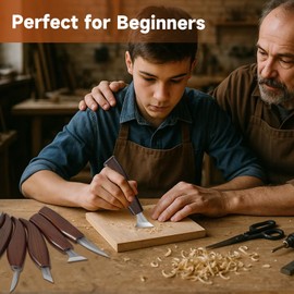 AIZMOZIA Wood Carving Kit for Beginners – 25pcs Whittling Knife Kit Wood Carving Tools with PU Leather Storage Bag, 10 Carving Knives, 6 Templates & Basswood for DIY Crafts