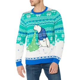 Blizzard Bay Mens Men's Ugly Christmas Light Up Sweater, Ivory, Medium US