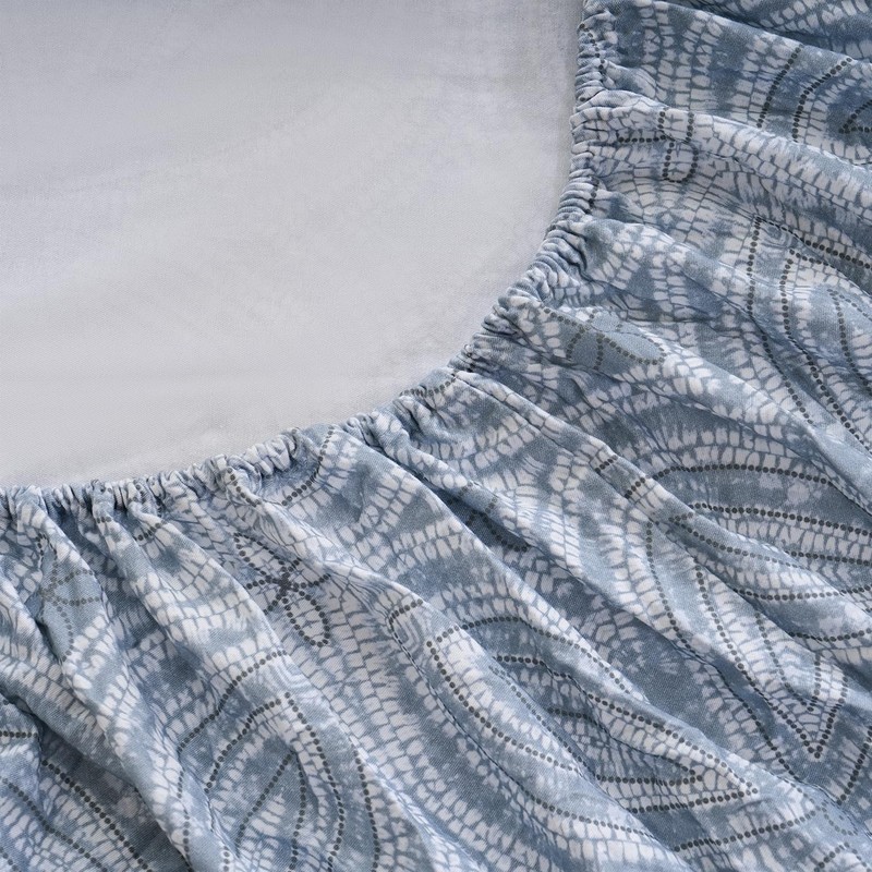 Zusbest Queen Sheet Set 100% Percale Cotton Grey Printed Bed