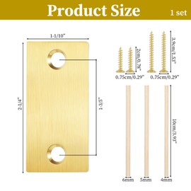 Brass Door Filler Plate 1"× 2-1/4" Teel Door Edge Hole Filler Plate Door Edge Hole Cover Platewith Long and Short Screw Avilable SND 3 Wood Dowels, Brass Deadbolt Strike Plate – 1 Pack