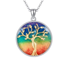 MONGAS Tree of Life Necklace Sterling Silver Chakra Tree of Life Pendant Necklace Tree of Life Jewelry for Women, Sterling Silver, No Gemstone