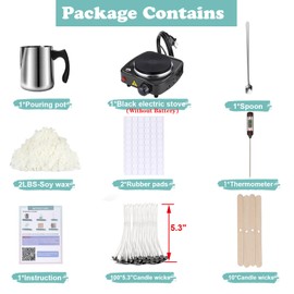 Haccah Soy Wax Candle Making Kit Supplies With Wax Melter, Natural Candle Wax For Candle Making, DIY Art&Crafts Kit for Adults,Beginner, Including 2lbs Soy Wax Flakes, Electric Stove,Candle Wick,Melting Pot